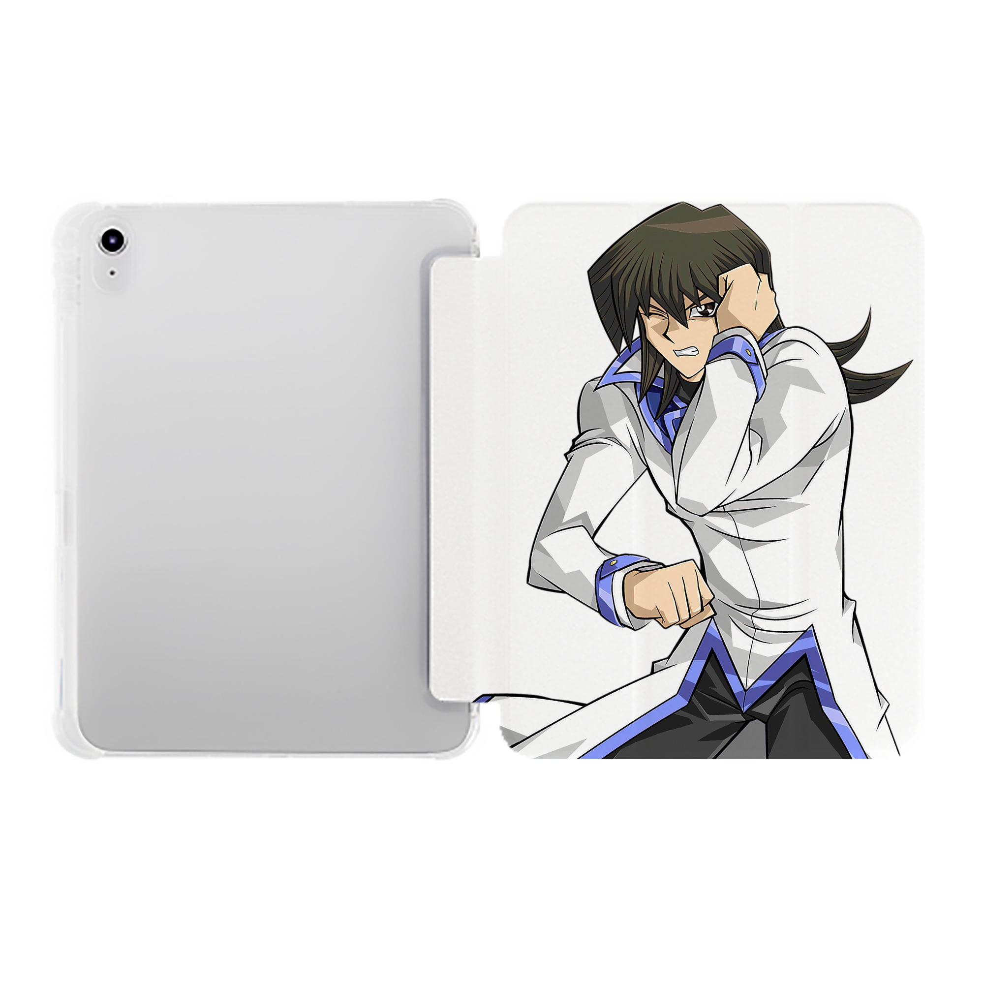 （画像用） 遊☆戯☆王 Yu-Gi-Oh! IPad ケース ペン収納付き 三つ折りスタンド PUレザー×シリコン 対応機種9.5/10.5/10.9インチ